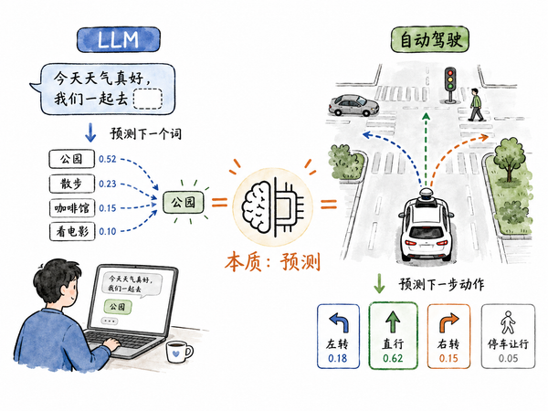 预测下一个词，和预测下一个路口，是一回事
